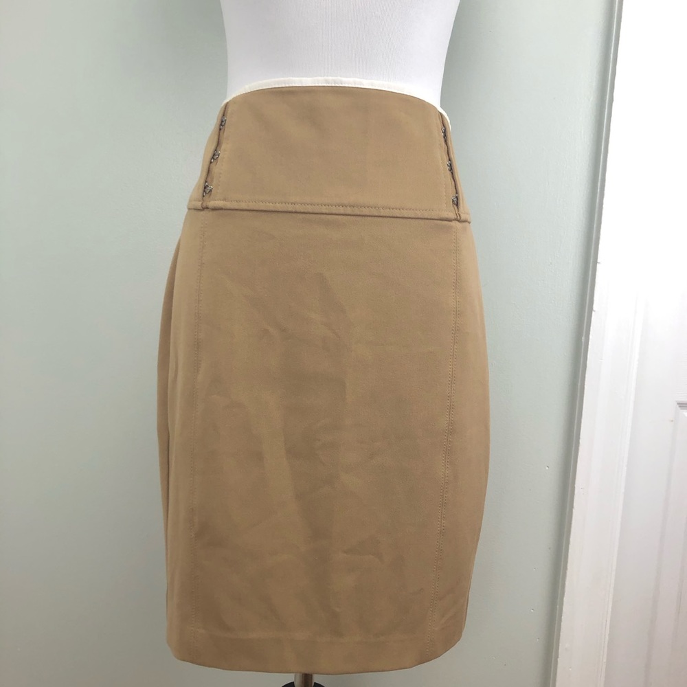 Express Tan Hook & Eye Detail Pencil Skirt - 2